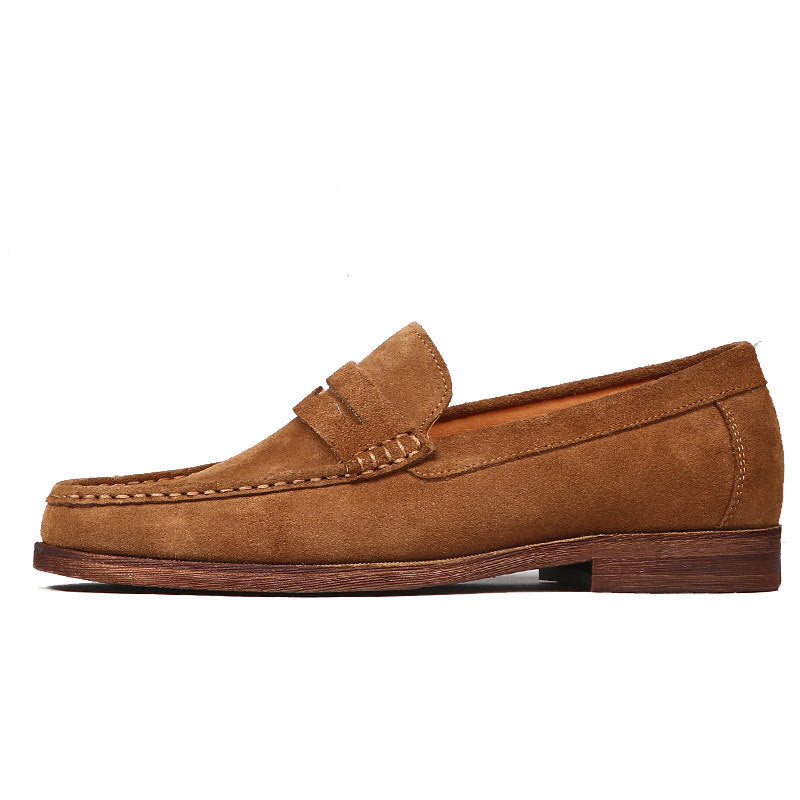 Mens Leather Loafers Genuine Leather Boat Shoes Slip-on Suede