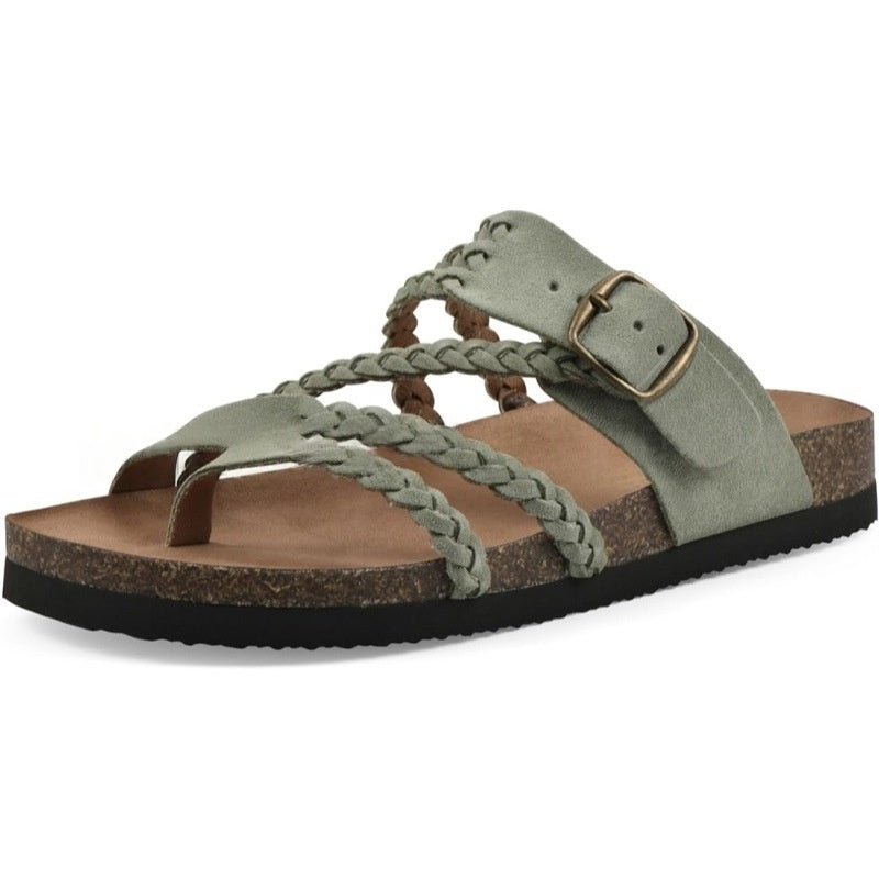 European And American-style Woven Strappy Flat Sandals