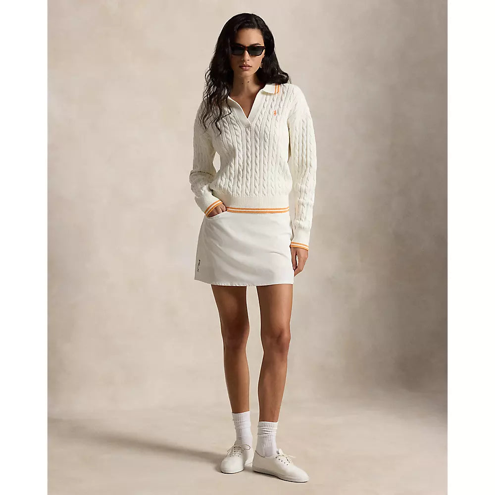 RLX Ralph Lauren Women's Cable Knit Pullover - White Splash Multi