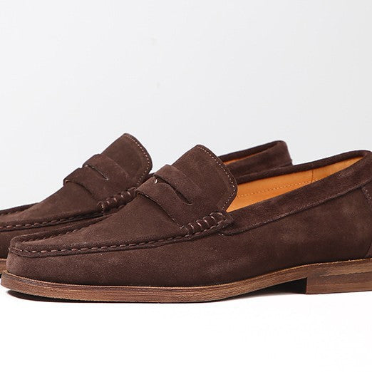 Mens Leather Loafers Genuine Leather Boat Shoes Slip-on Suede