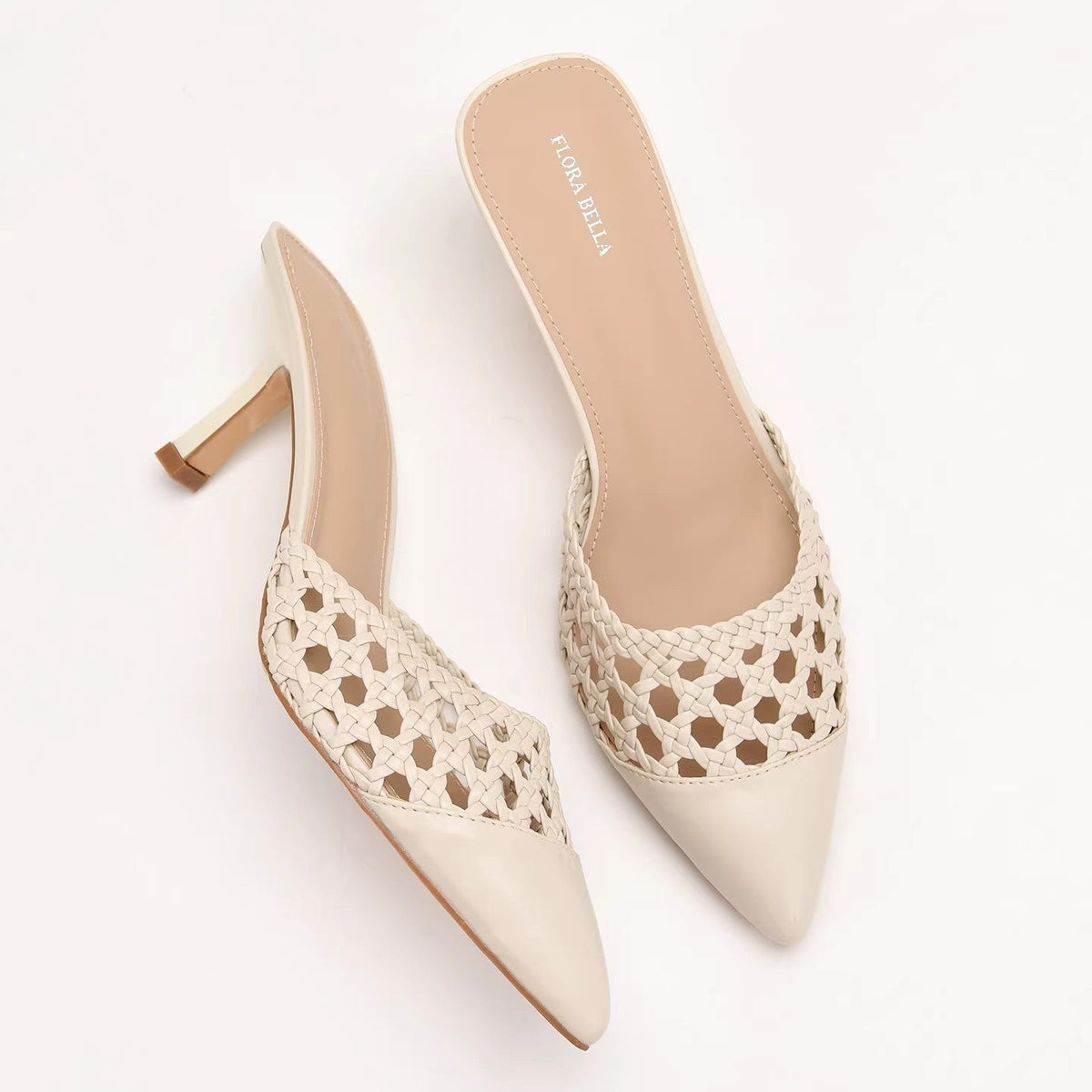 Womens Hollowed-out Spliced Peep-toe Stiletto Sandals With A Closed Toe