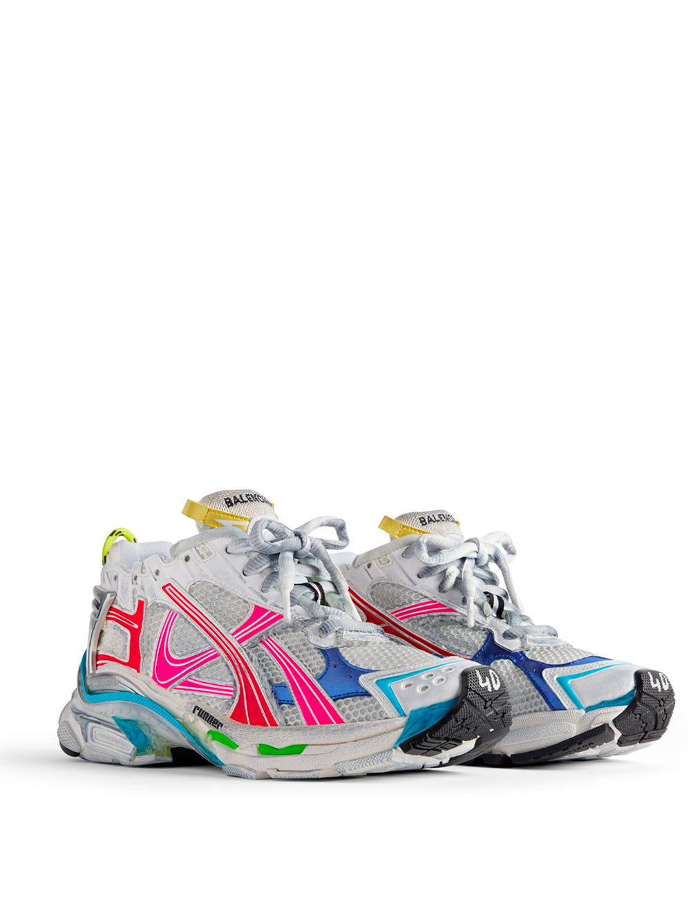 Balenciaga Women Mesh And Nylon Multicolor Worn-Out Effect Runner Sneakers