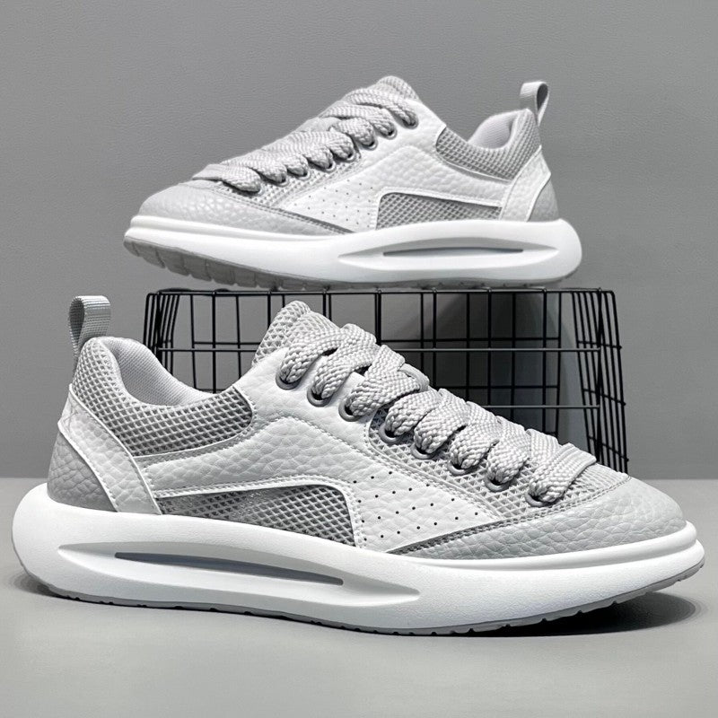 2026 New Summer Men's Mesh Breathable Skate Shoes, Thick Sole Trendy Casual Sports Mesh Sneakers For Young Men & Travel