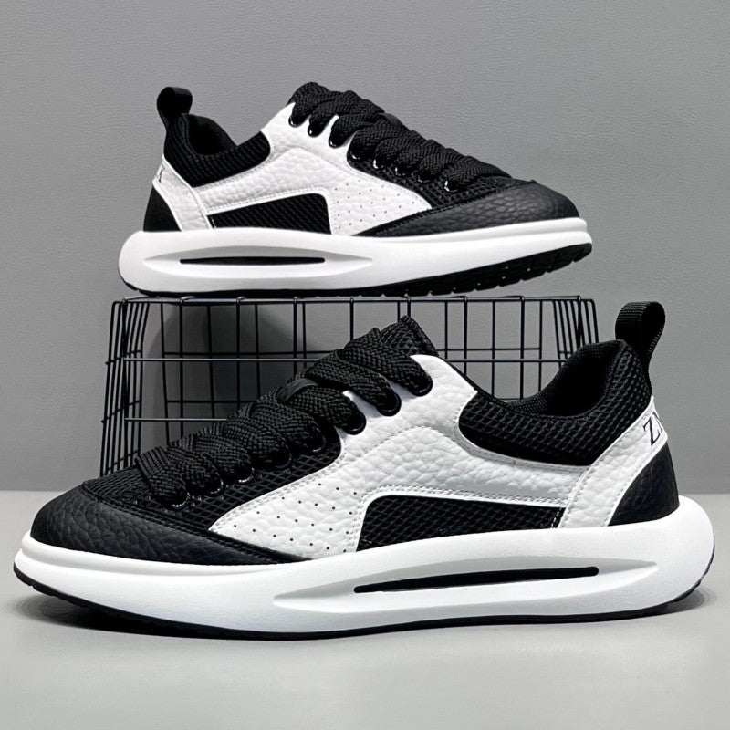 2026 New Summer Men's Mesh Breathable Skate Shoes, Thick Sole Trendy Casual Sports Mesh Sneakers For Young Men & Travel