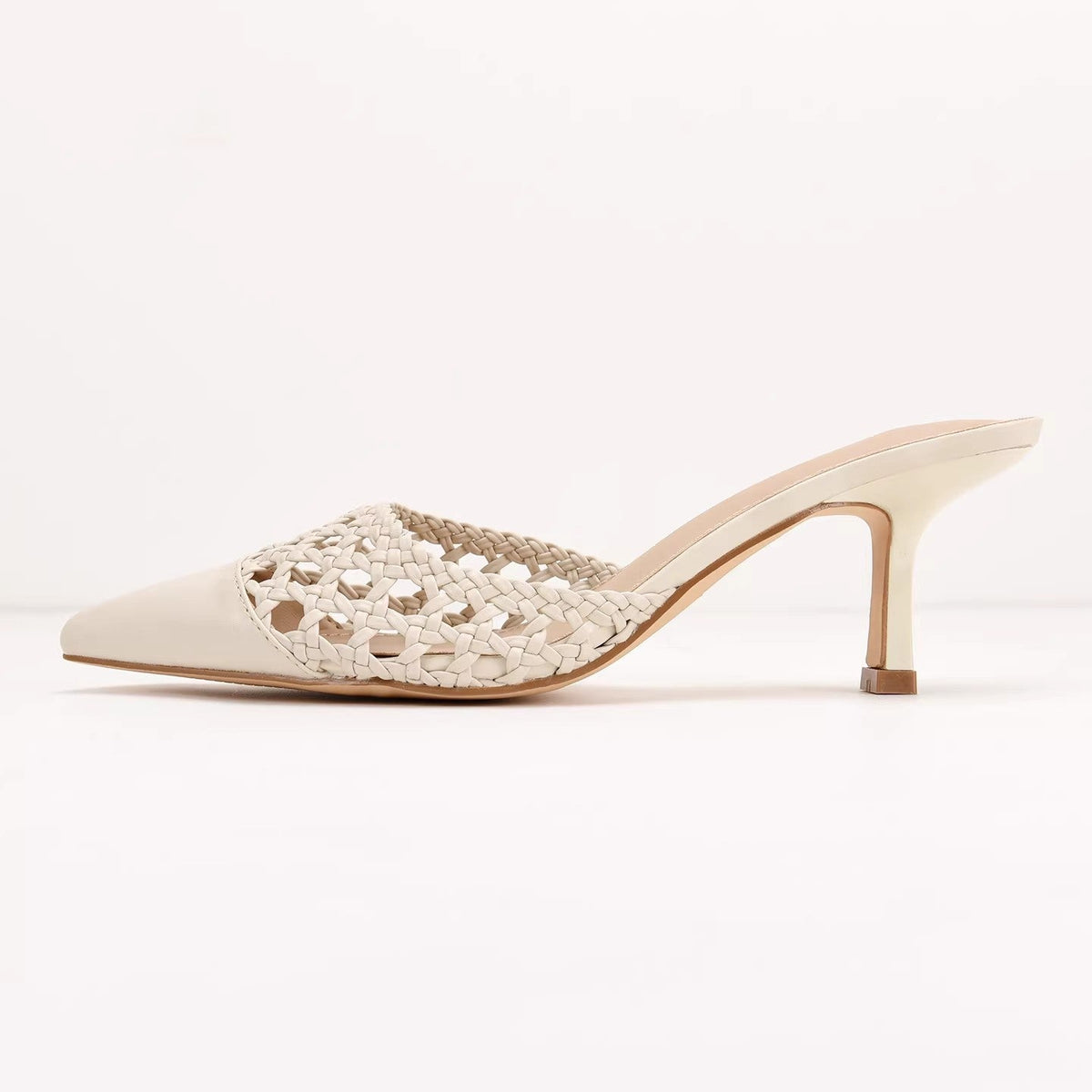 Womens Hollowed-out Spliced Peep-toe Stiletto Sandals With A Closed Toe