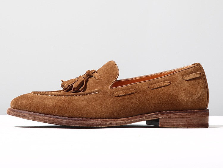 British-style Suede Tassel Suede Loafer Shoes