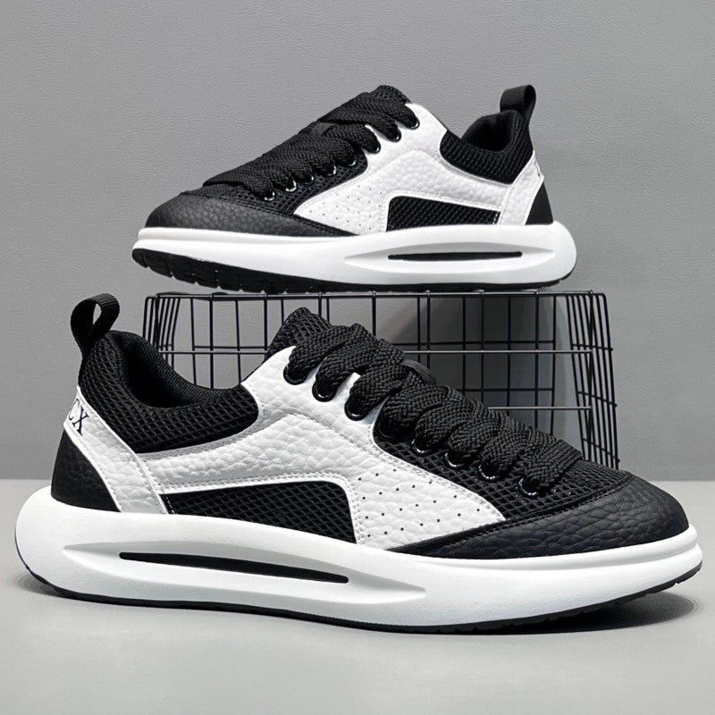 2026 New Summer Men's Mesh Breathable Skate Shoes, Thick Sole Trendy Casual Sports Mesh Sneakers For Young Men & Travel