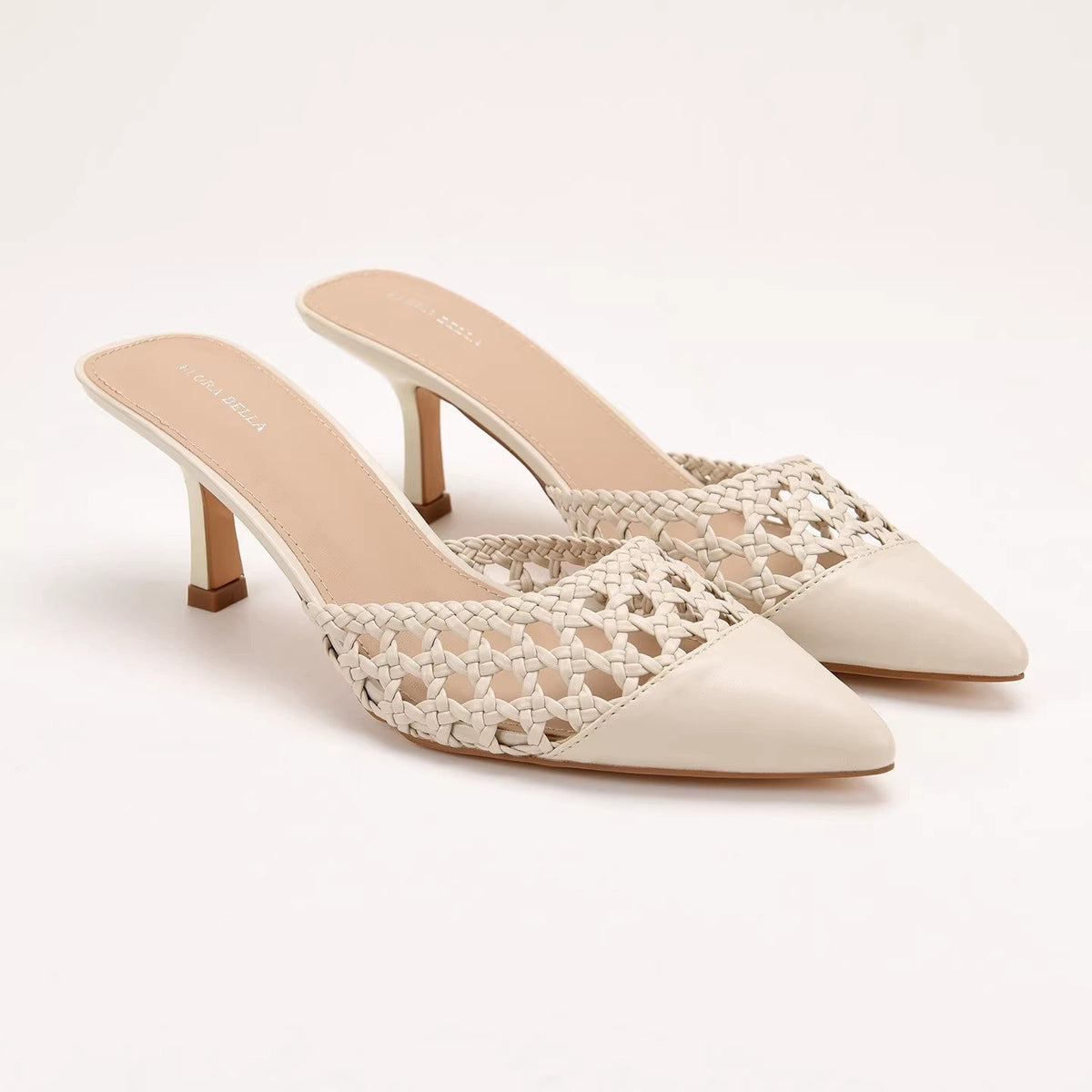 Womens Hollowed-out Spliced Peep-toe Stiletto Sandals With A Closed Toe