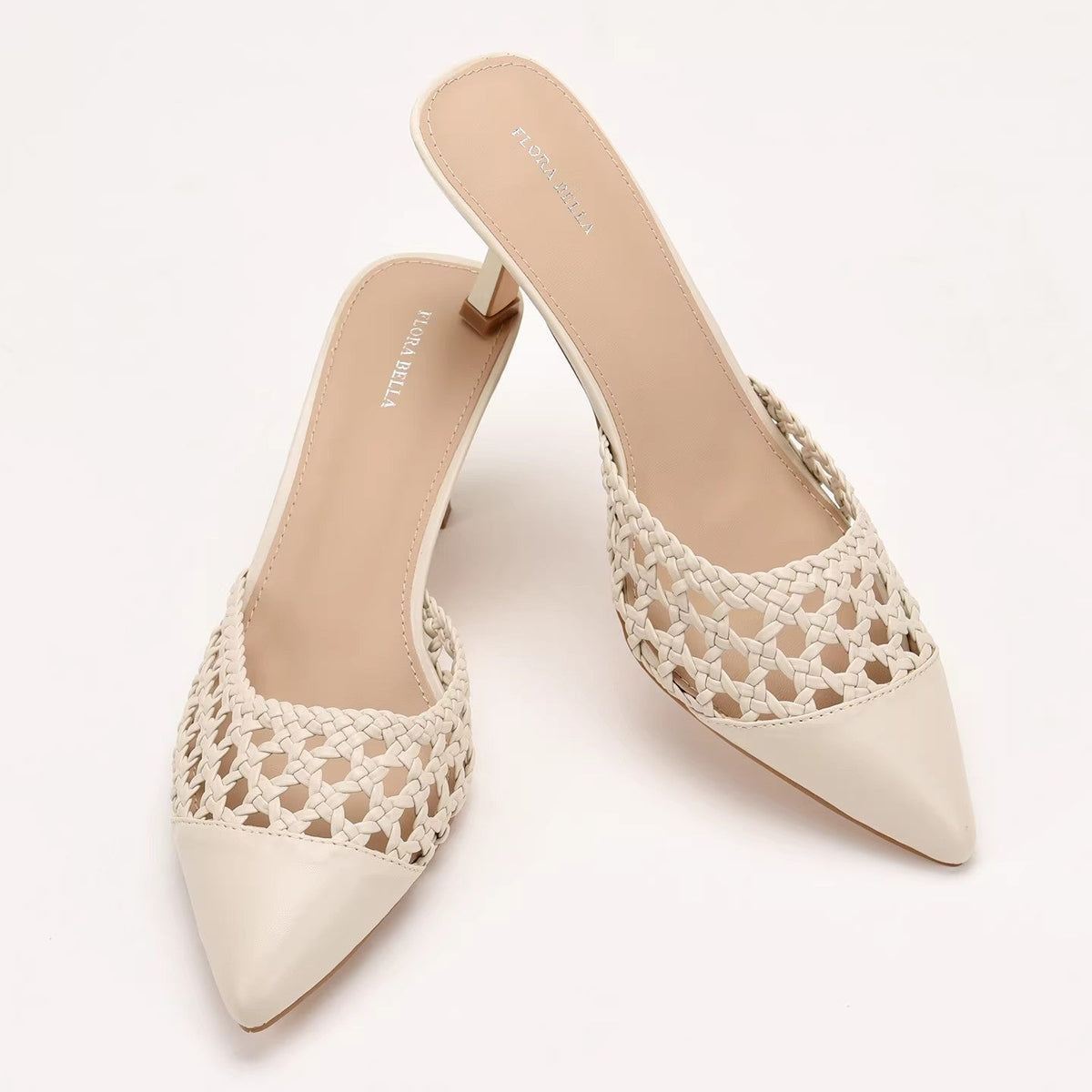 Womens Hollowed-out Spliced Peep-toe Stiletto Sandals With A Closed Toe