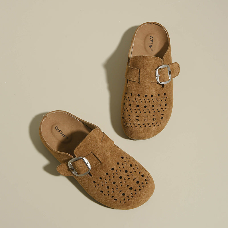 2026 Spring & Summer New Slip-on Breathable Women's Birkenstock Style Shoes, Hollow Platform Closed Toe Lazy Mules For Outdoor Wear