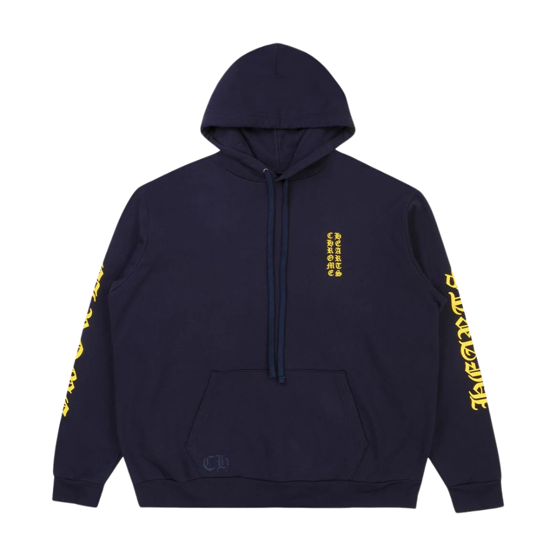 Chrome Hearts 'Vertical Logo' Navy & Yellow Hoodie