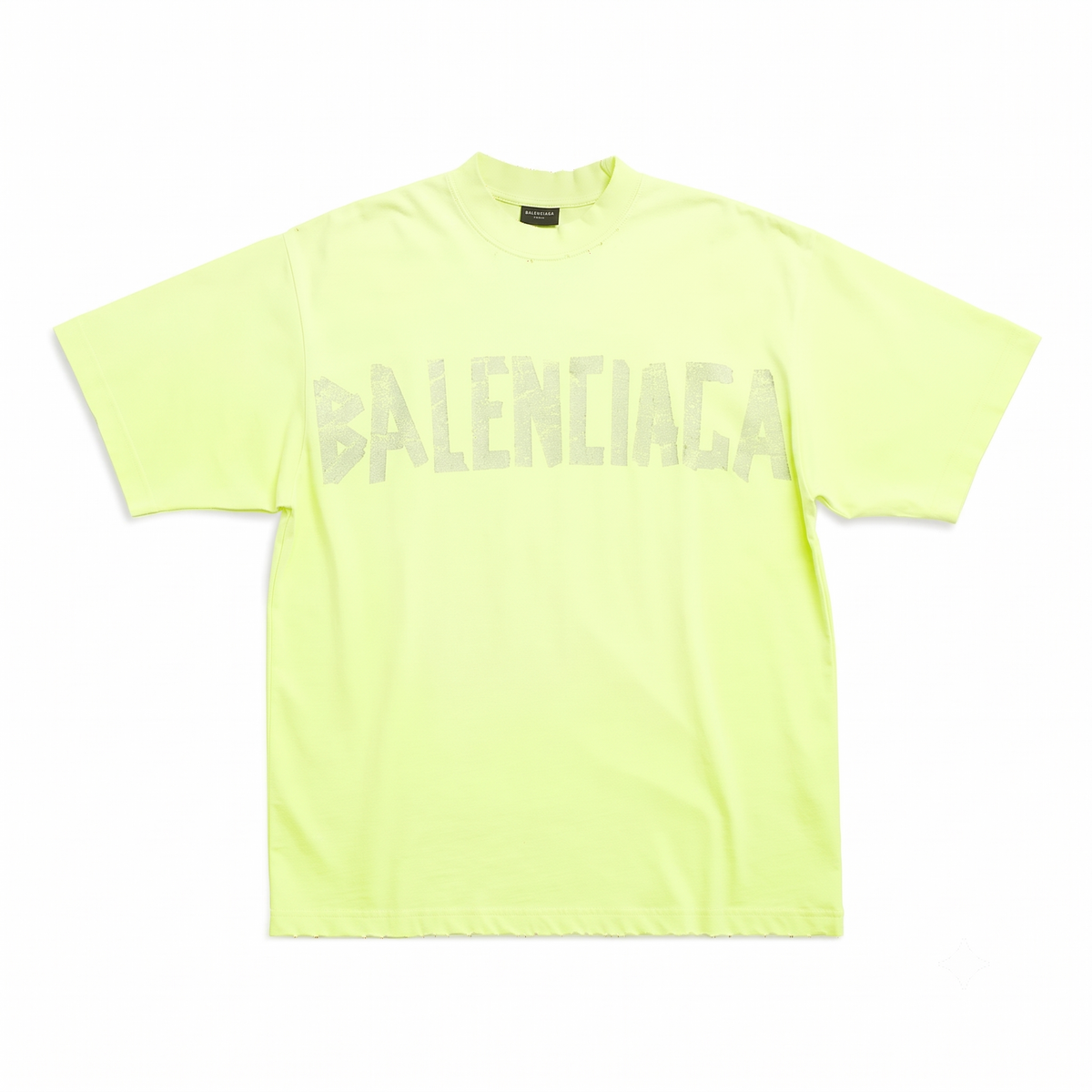 Balenciaga Tape 'Fluo Yellow' Logo Tee