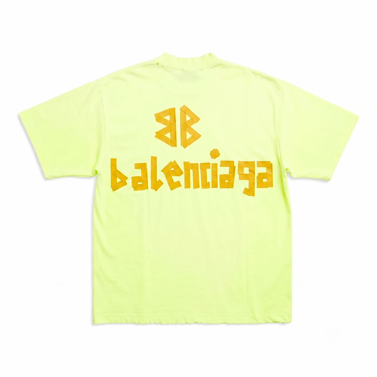 Balenciaga Tape 'Fluo Yellow' Logo Tee