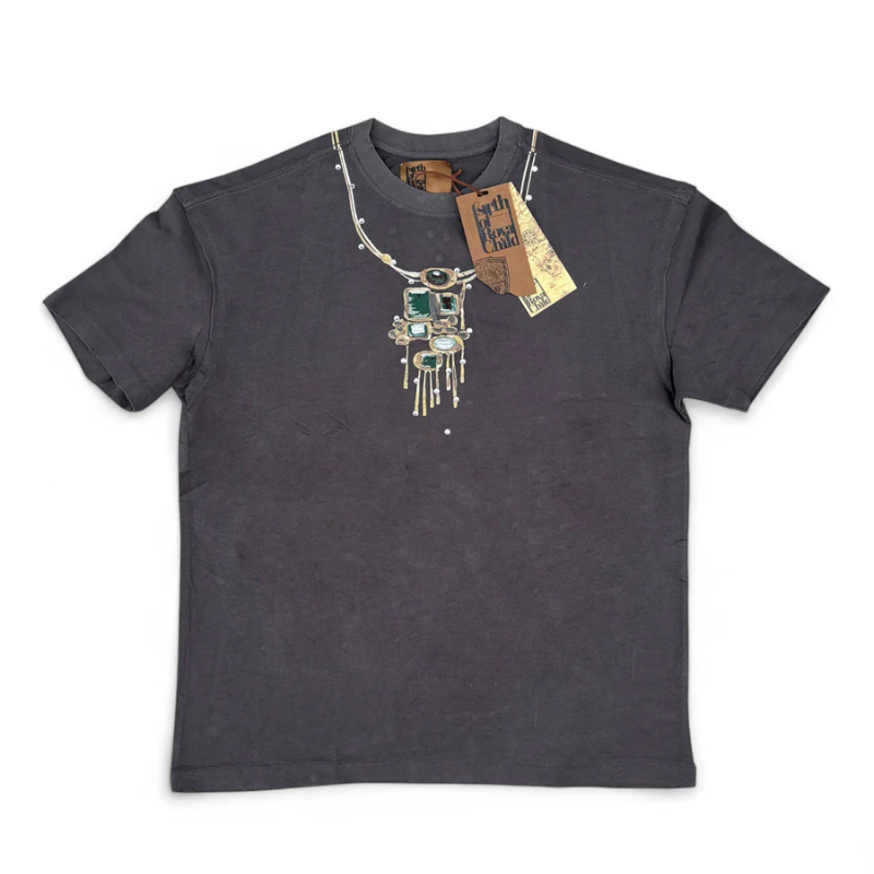 Birth Of A Royal Child Tee Necklace Print Dark Grey - Men's