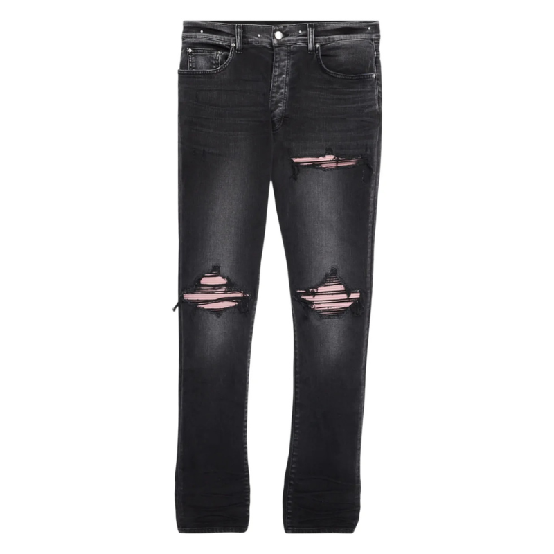 Amiri MX1 'Pink Salmon Patch' Black Jeans - Men's