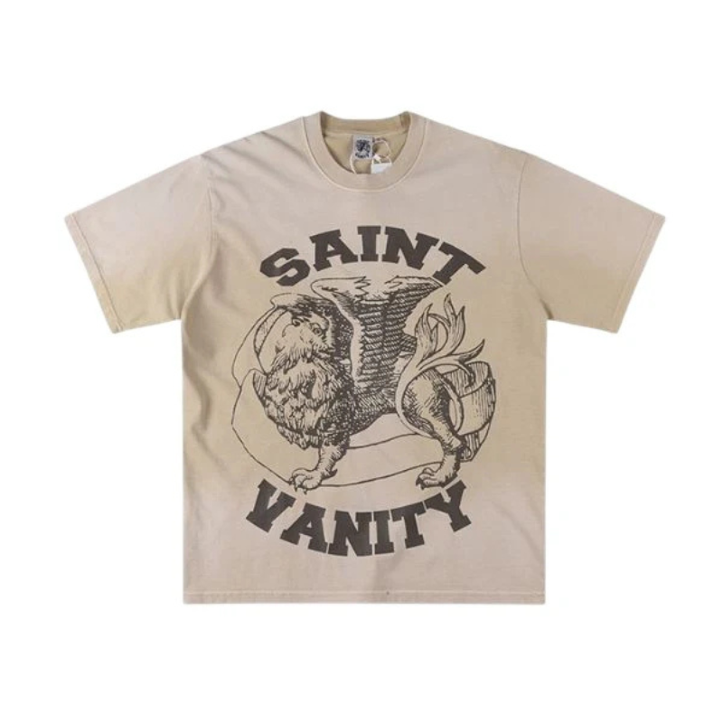 Saint Vanity 'Griffin' Cream & Brown Tee - Men's