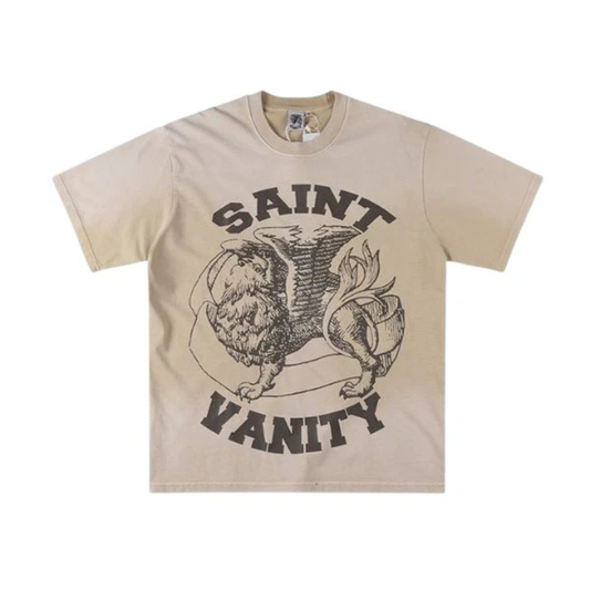 Saint Vanity 'Griffin' Cream & Brown Tee - Men's