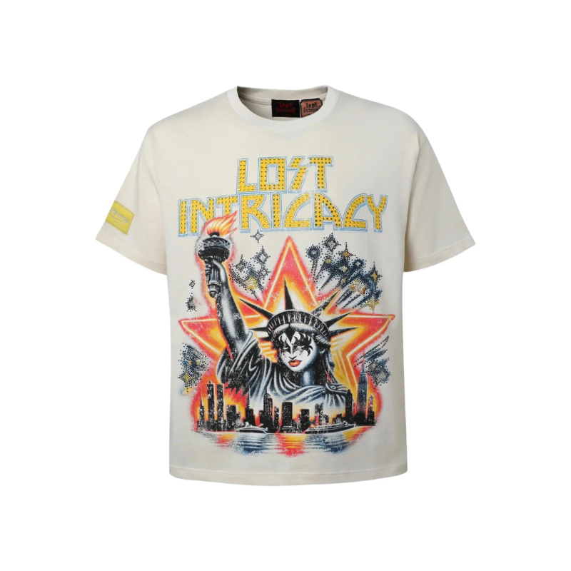Lost Intricacy 'Kiss Liberty' Cream Tee - Men's