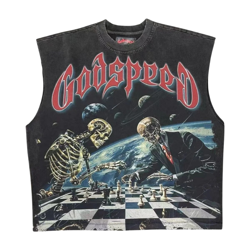 Godspeed "Checkmate" Black Wash Sleeveless Tee - Men's
