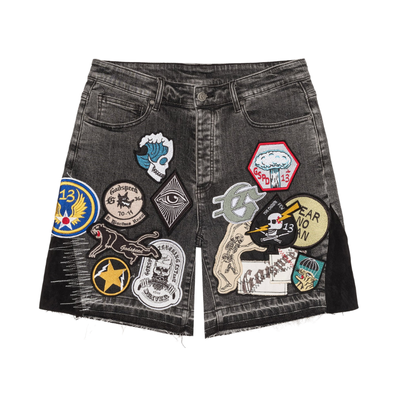 Godspeed 'Patchwork V2' Grey Jean Shorts - Men's