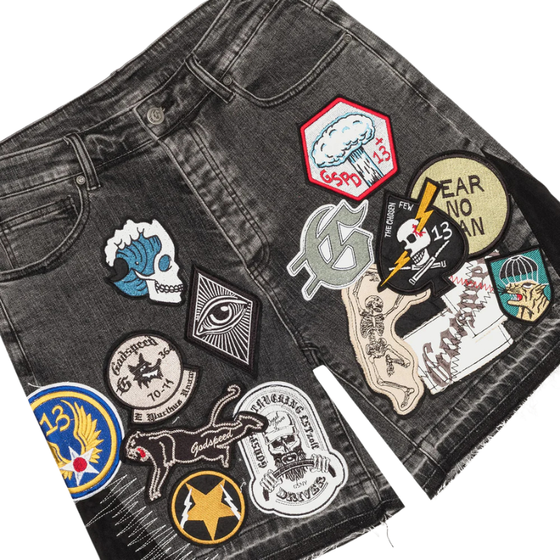 Godspeed 'Patchwork V2' Grey Jean Shorts - Men's