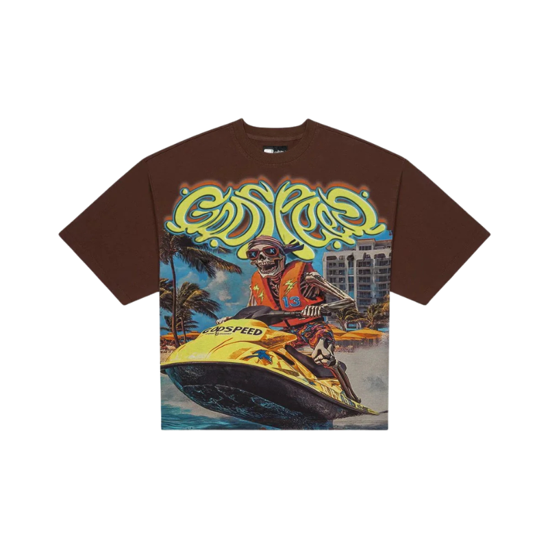 Godspeed 'Wave Runner' Brown Wash Tee - Men's