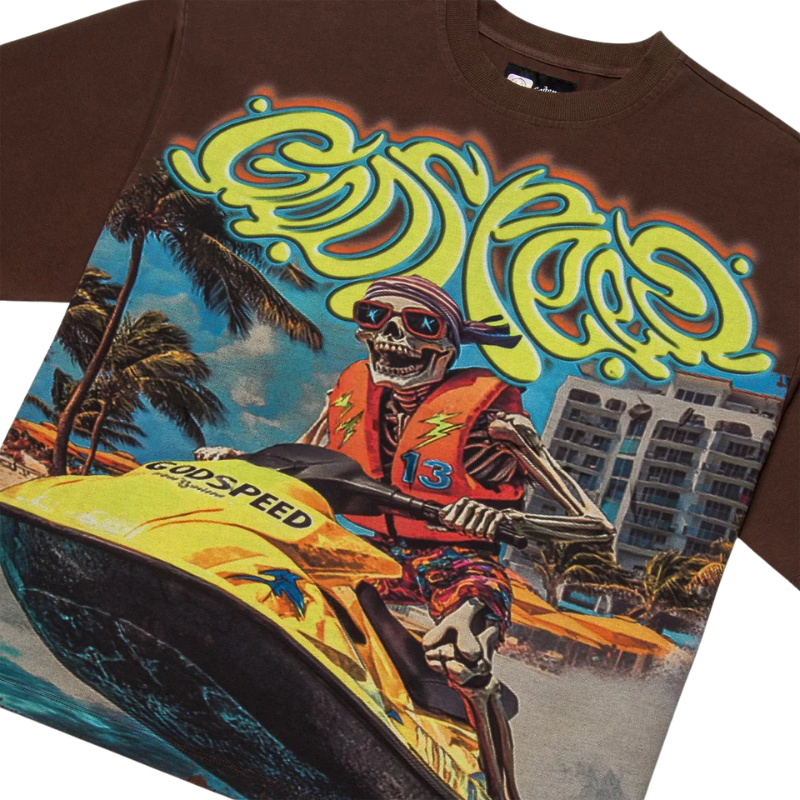 Godspeed 'Wave Runner' Brown Wash Tee - Men's