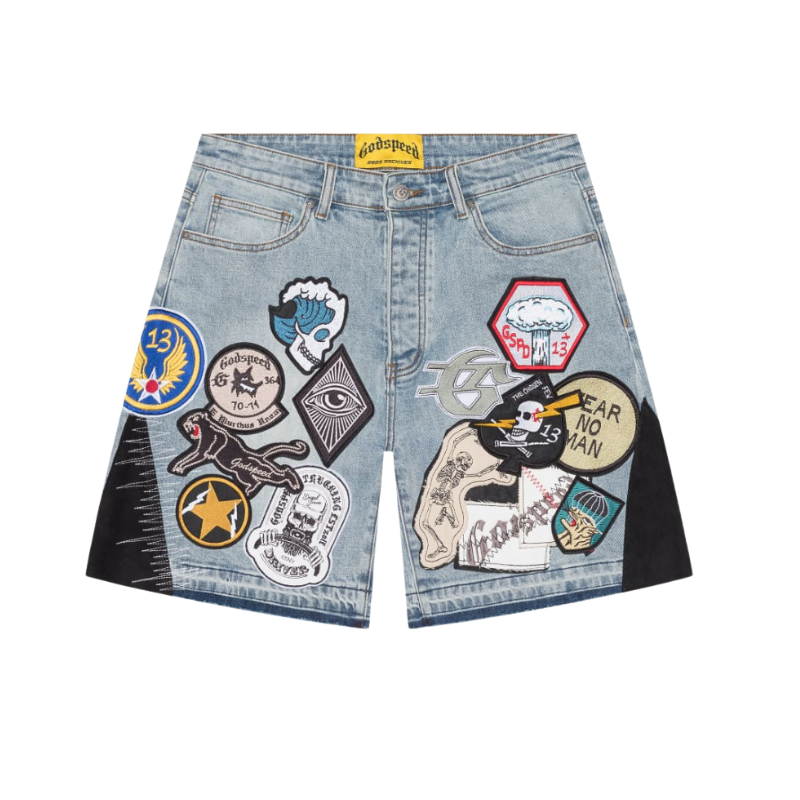 Godspeed Patchwork Denim Shorts Light Wash - Men's