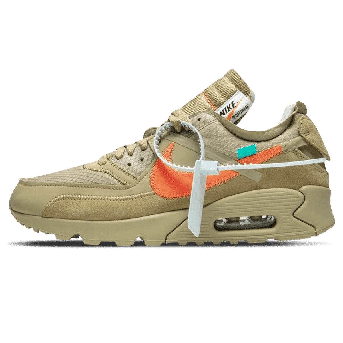 Off-White x Nike Air Max 90 Desert Ore — 3 UK | 35.5 EU — Front View