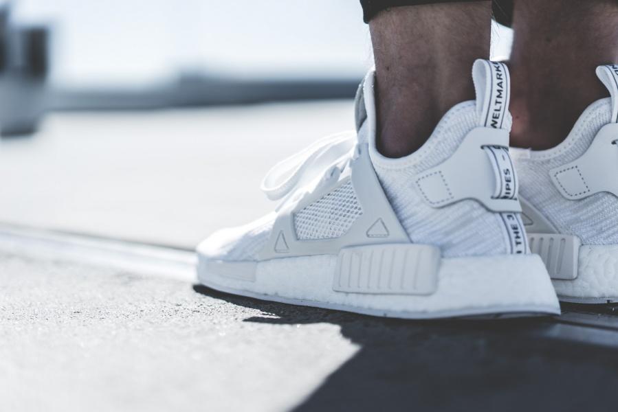 Adidas NMD_XR1 Primeknit White-Vintage White — UK 3.5 | EU 36 | US 4 — Side View