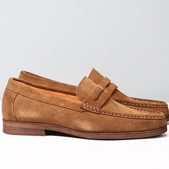 Mens Leather Loafers Genuine Leather Boat Shoes Slip-on Suede