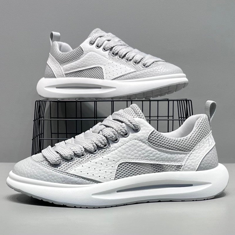 2026 New Summer Men's Mesh Breathable Skate Shoes, Thick Sole Trendy Casual Sports Mesh Sneakers For Young Men & Travel