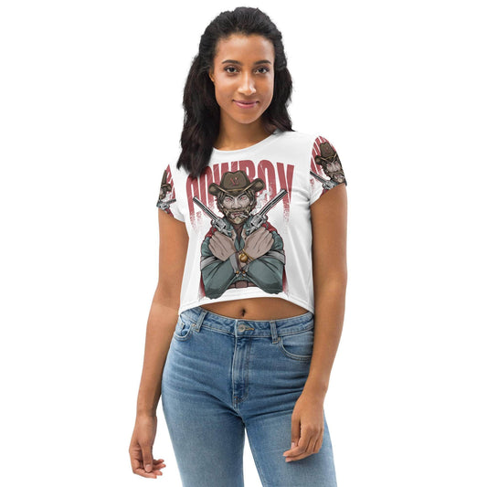 Vamp Life X GBNY "Cow Boy" All-Over Print Crop Tee