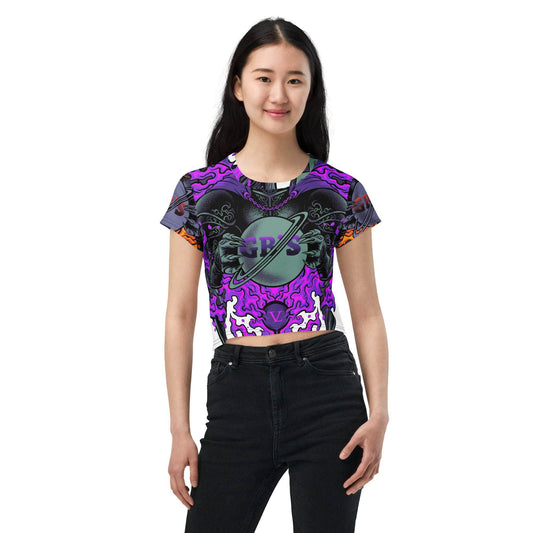 Vamp Life X GBNY "Scare The Scary" All-Over Print Crop Tee - Women's