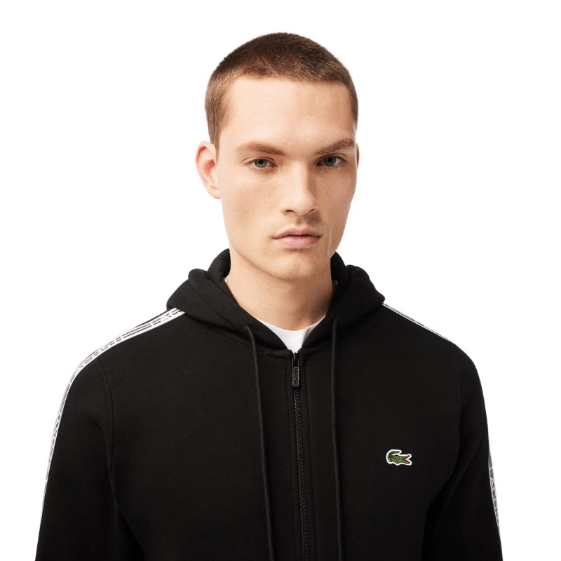 Lacoste Classic Fit Branded Stripes Zip-Up Hoodie -  Men’s