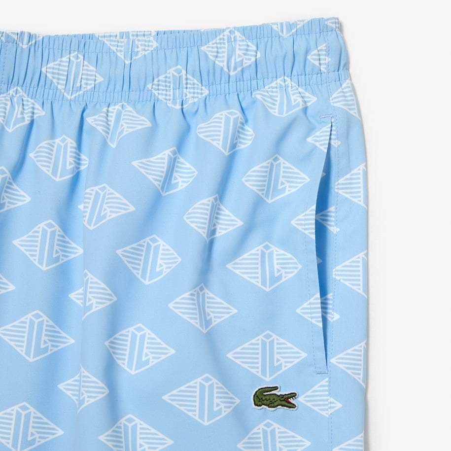 Lacoste Men’s Two-Tone Monogram Print Swim Trunks