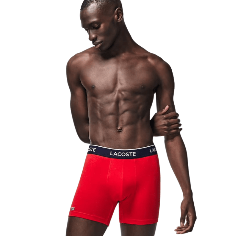 Lacoste Lettered Waist Long Stretch Cotton Boxer - Men's