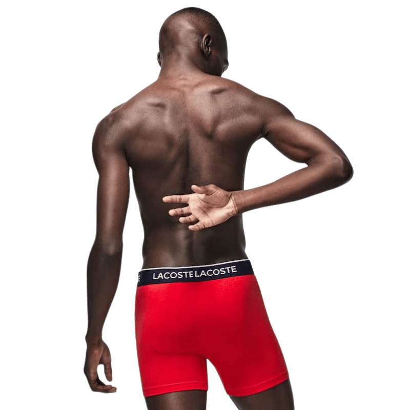 Lacoste Lettered Waist Long Stretch Cotton Boxer - Men's