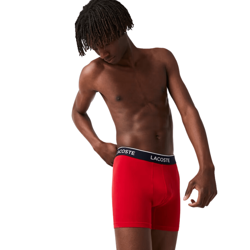 Lacoste Lettered Waist Long Stretch Cotton Boxer - Men's