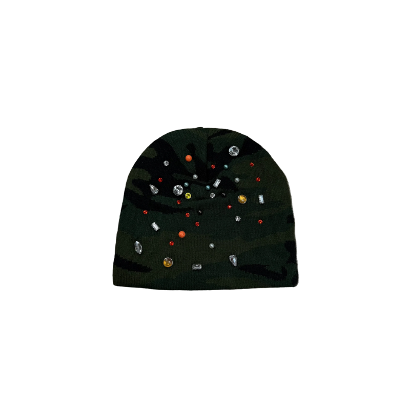 Lost Intricacy 'Gemstone' Green Camo & Orange Beanie